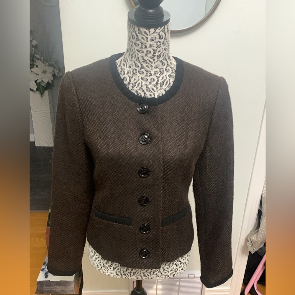 Mac And Jac brown button up blazer jacket